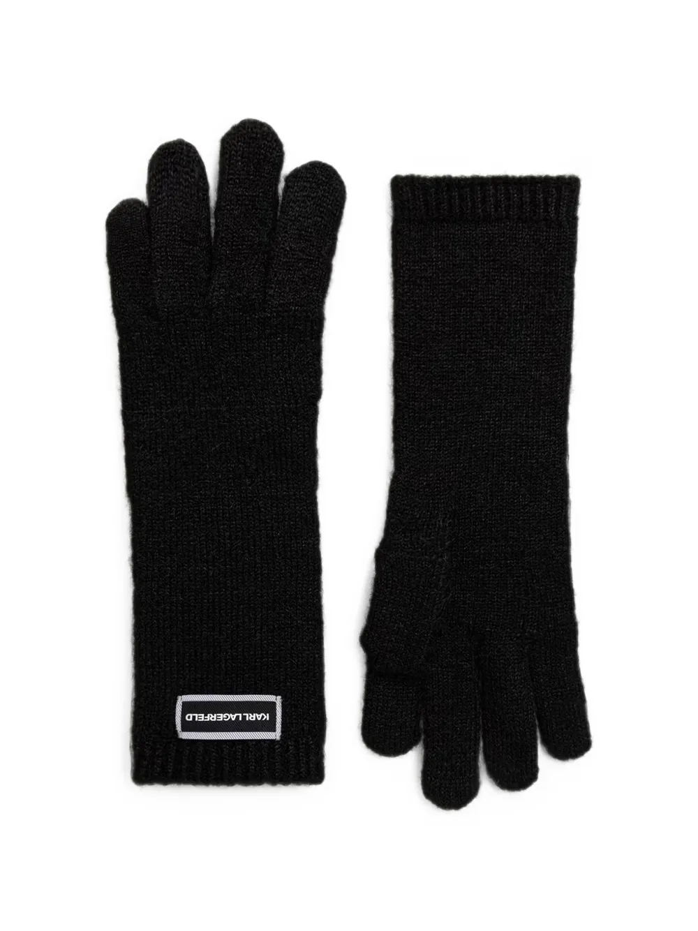 Karl Lagerfeld logo-patch knitted gloves