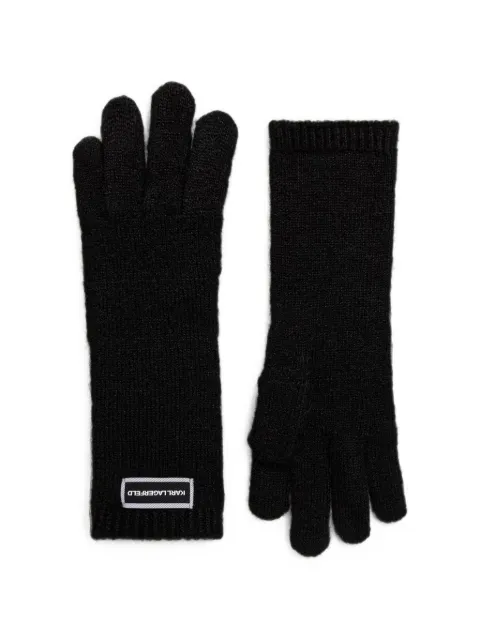 Karl Lagerfeld Gestrickte Handschuhe mit Logo-Patch