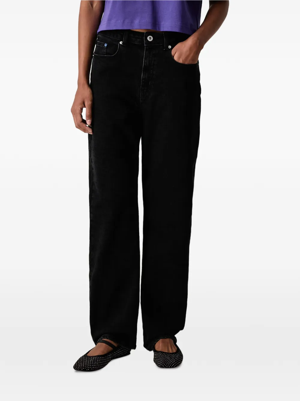 Karl Lagerfeld Jeans logo-patch straight-leg jeans - Nero