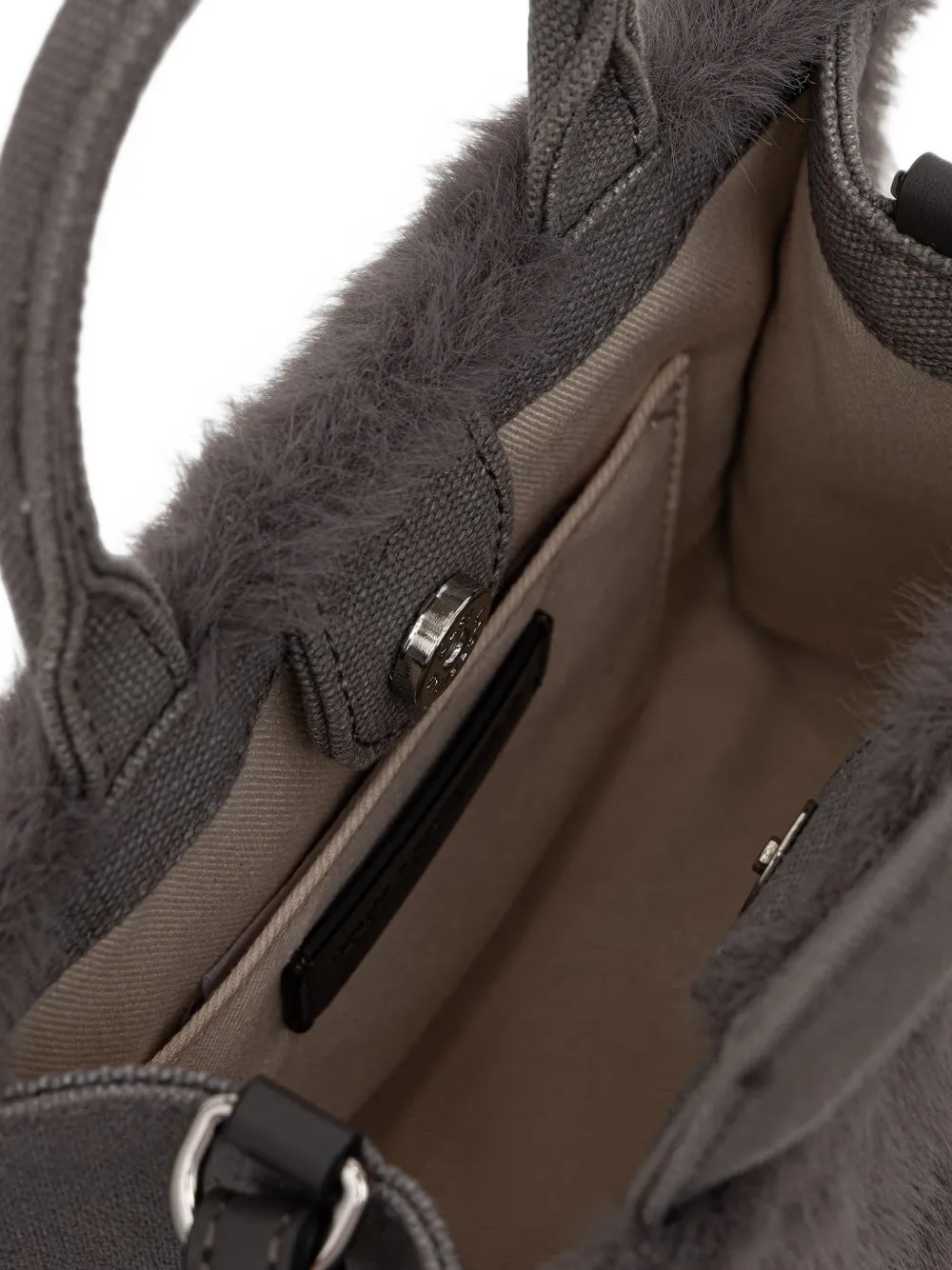 Karl Lagerfeld Shopper van imitatiebont met geborduurd logo Grijs