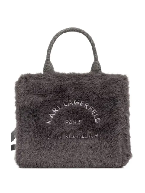Karl Lagerfeld logo-embroidered faux-fur tote bag