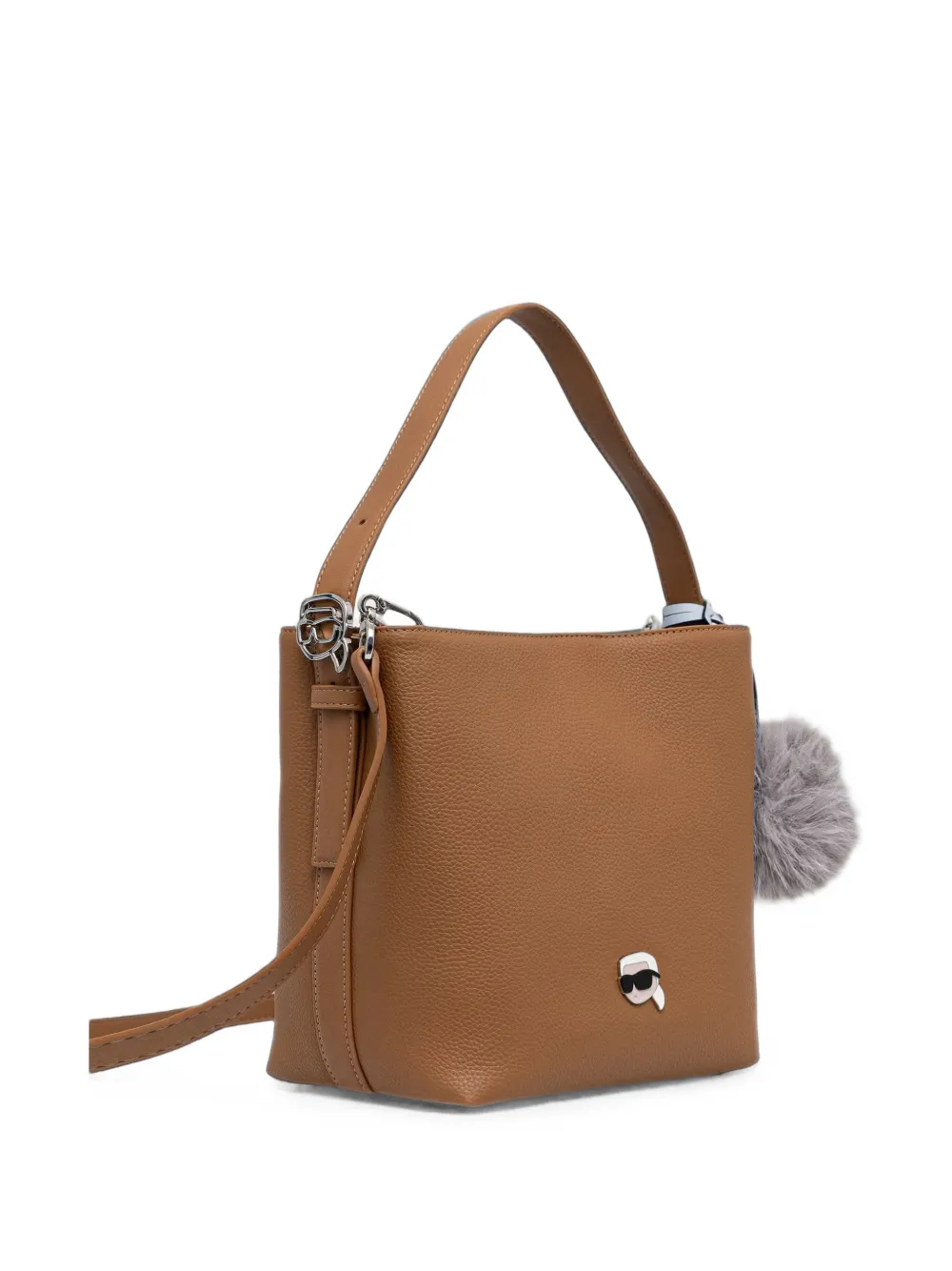 Karl Lagerfeld Shopper met logo-plakkaat en bedel Bruin