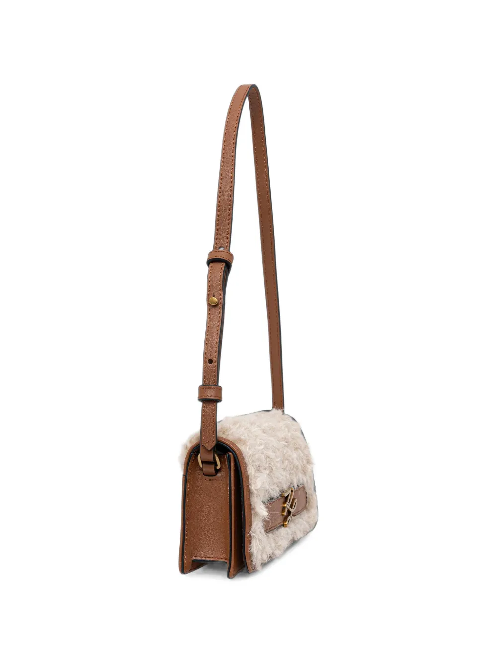 Karl Lagerfeld Schoudertas met shearling afwerking en logo-plakkaat Bruin