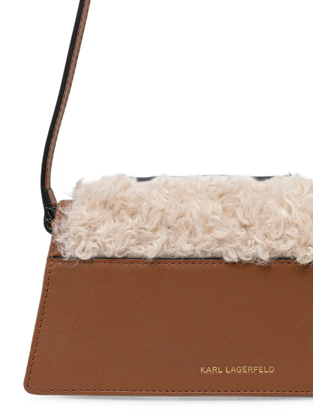 Karl Lagerfeld Schoudertas met shearling afwerking en logo-plakkaat Bruin