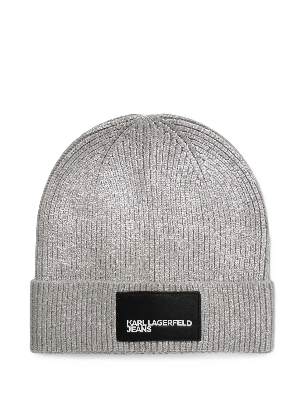 Karl Lagerfeld Jeans ribbed metallic-effect beanie hat