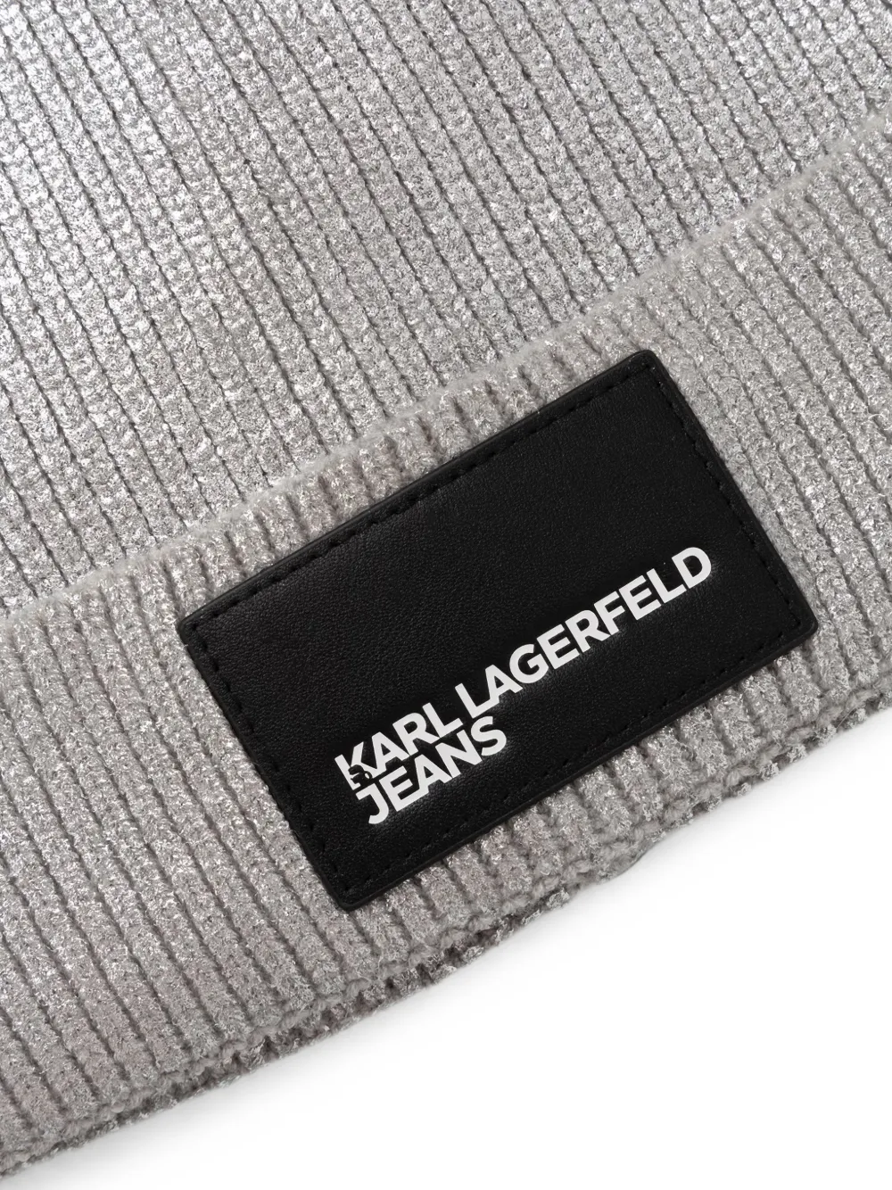 Karl Lagerfeld Jeans Geribbelde muts met metallic-effect Zilver