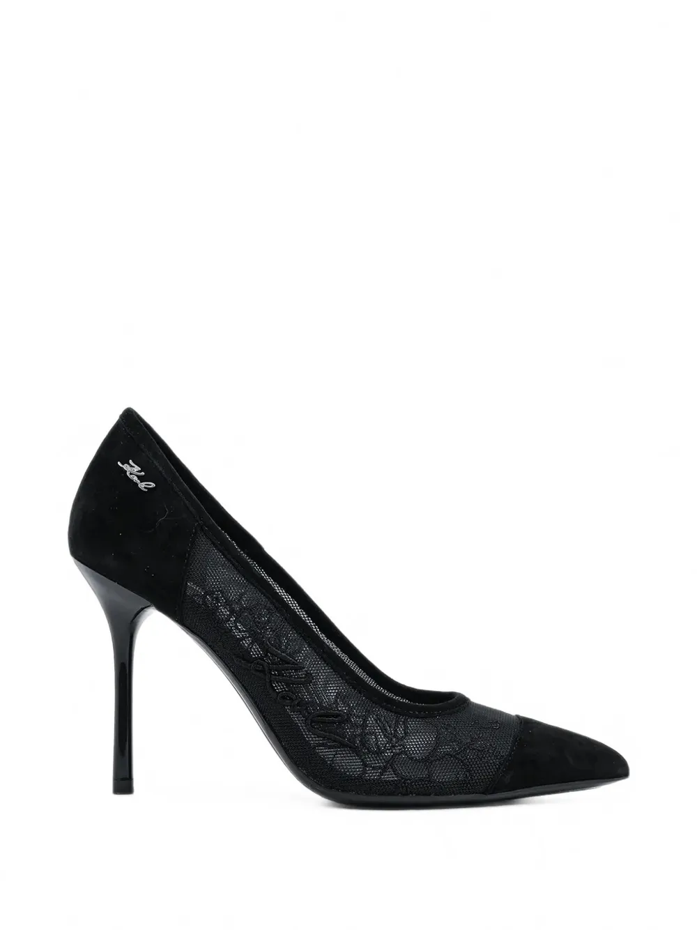 Karl Lagerfeld logo-embroidered mesh pumps