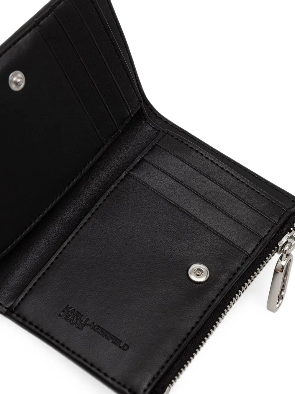Karl Lagerfeld Jeans Portemonnee met bewerkt leer Zwart