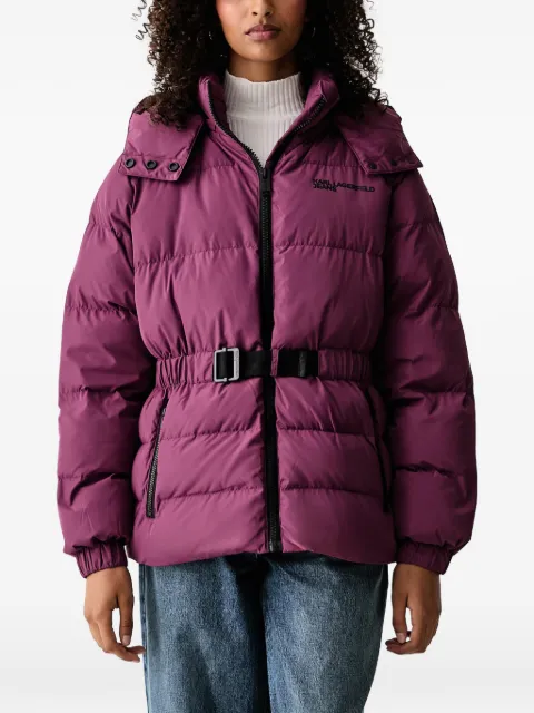 Karl Lagerfeld Jeans belted hooded puffer jacket
