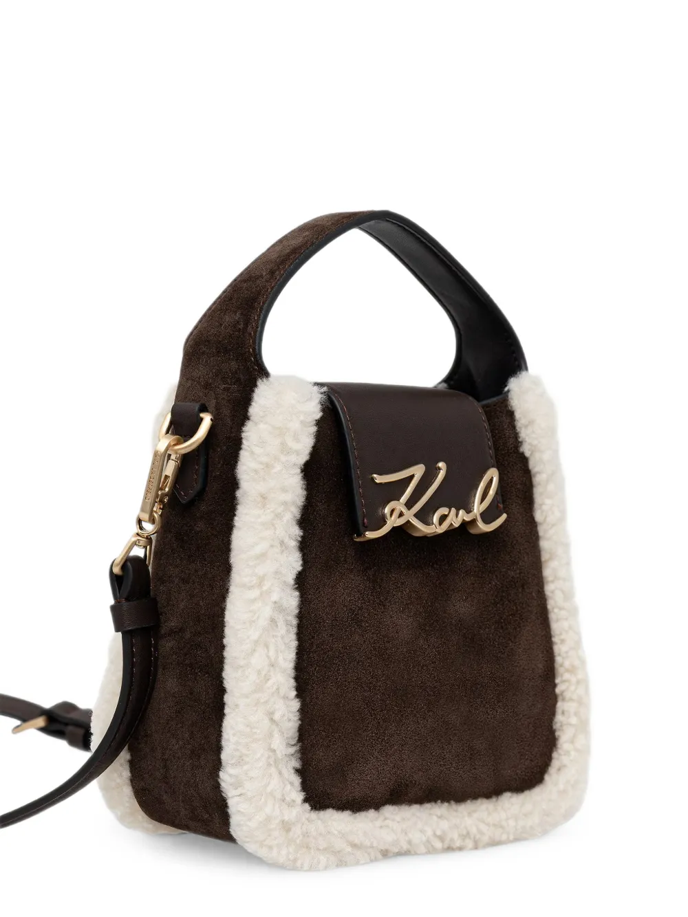 Karl Lagerfeld Crossbodytas met shearling afwerking Bruin