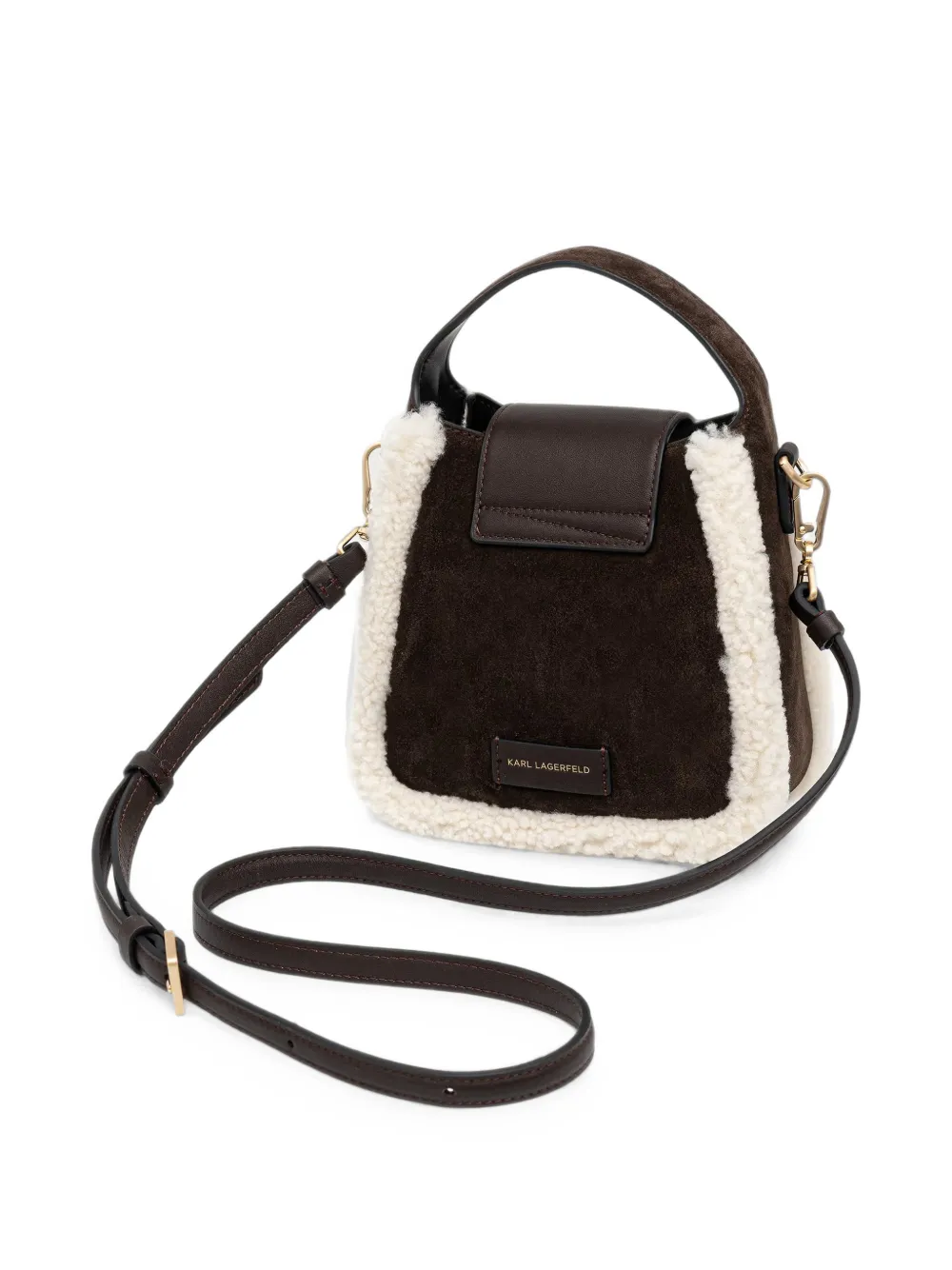 Karl Lagerfeld Crossbodytas met shearling afwerking Bruin