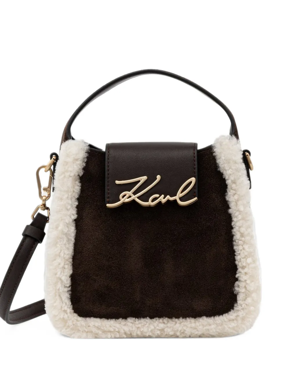 Karl Lagerfeld shearling-trim cross body bag