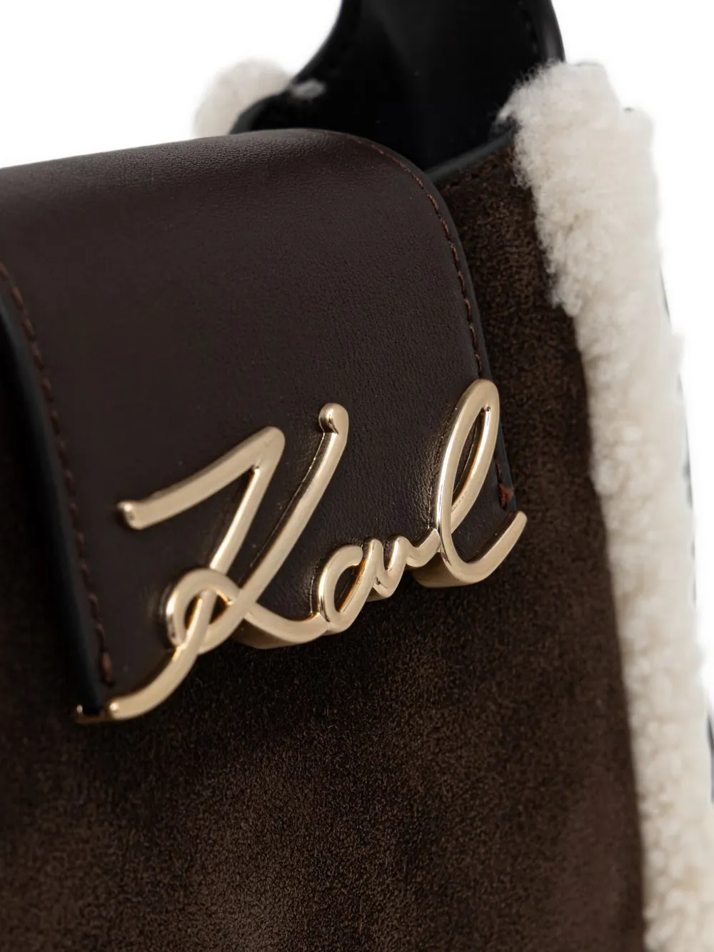 Karl Lagerfeld Crossbodytas met shearling afwerking Bruin