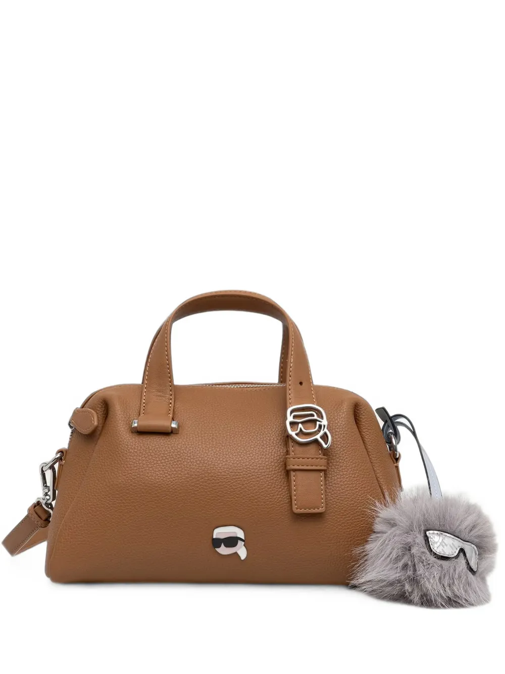 Karl Lagerfeld logo-plaque pebbled-leather tote bag
