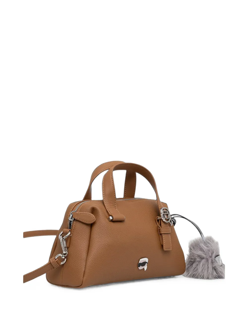 Karl Lagerfeld Shopper van bewerkt leer met logoplakkaat Bruin