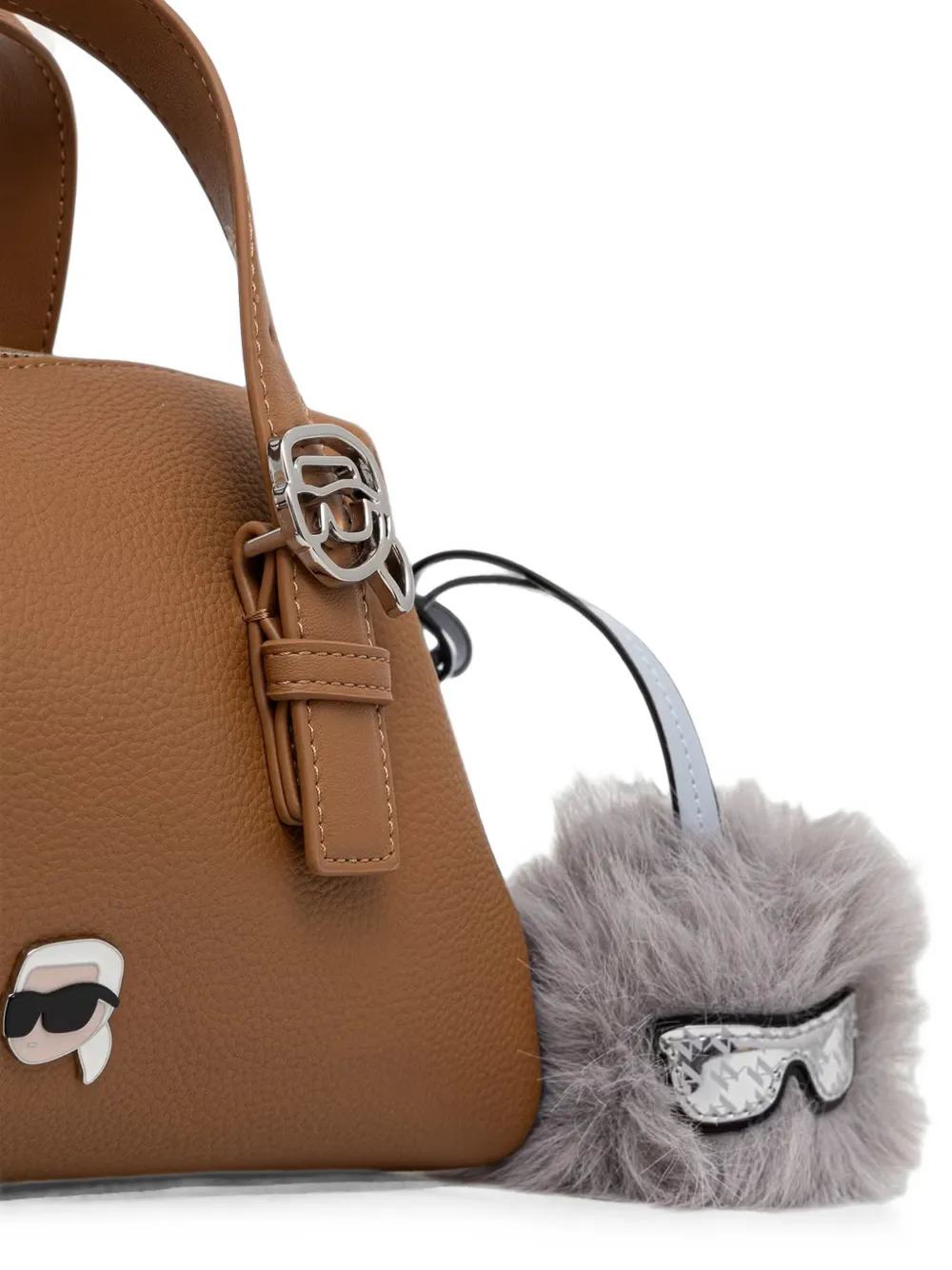 Karl Lagerfeld Shopper van bewerkt leer met logoplakkaat Bruin