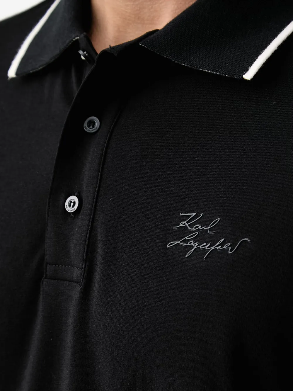 Karl Lagerfeld Poloshirt met geborduurd logo Zwart