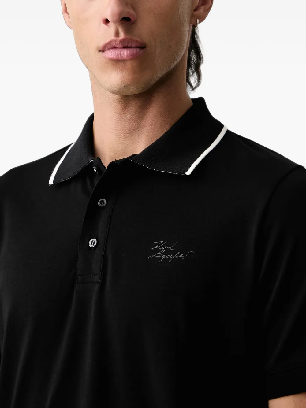 Karl Lagerfeld Poloshirt met geborduurd logo Zwart