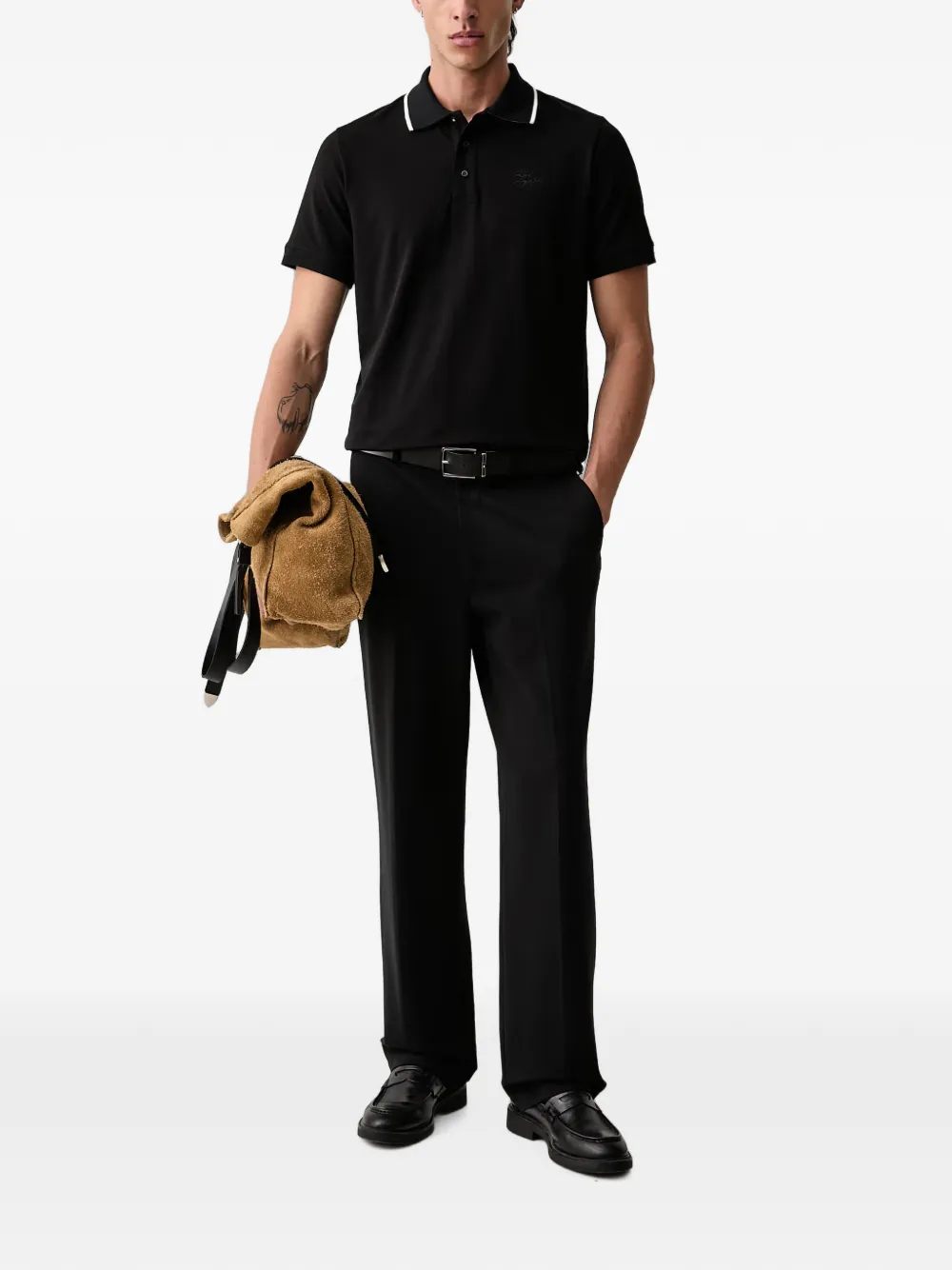 Karl Lagerfeld Poloshirt met geborduurd logo Zwart