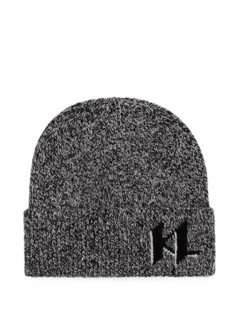 Karl Lagerfeld logo-intarsia knitted beanie hat