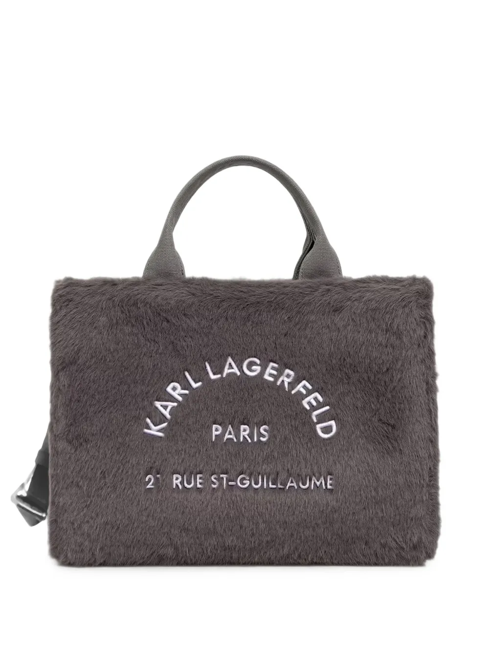 Karl Lagerfeld Shopper van imitatiebont met geborduurd logo Grijs