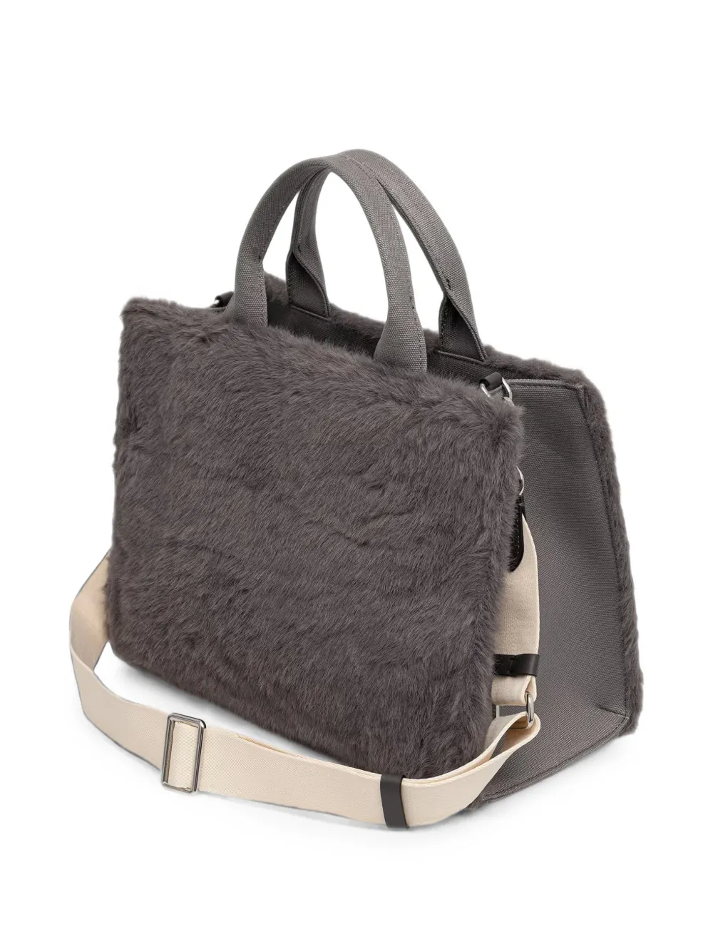 Karl Lagerfeld Shopper van imitatiebont met geborduurd logo Grijs