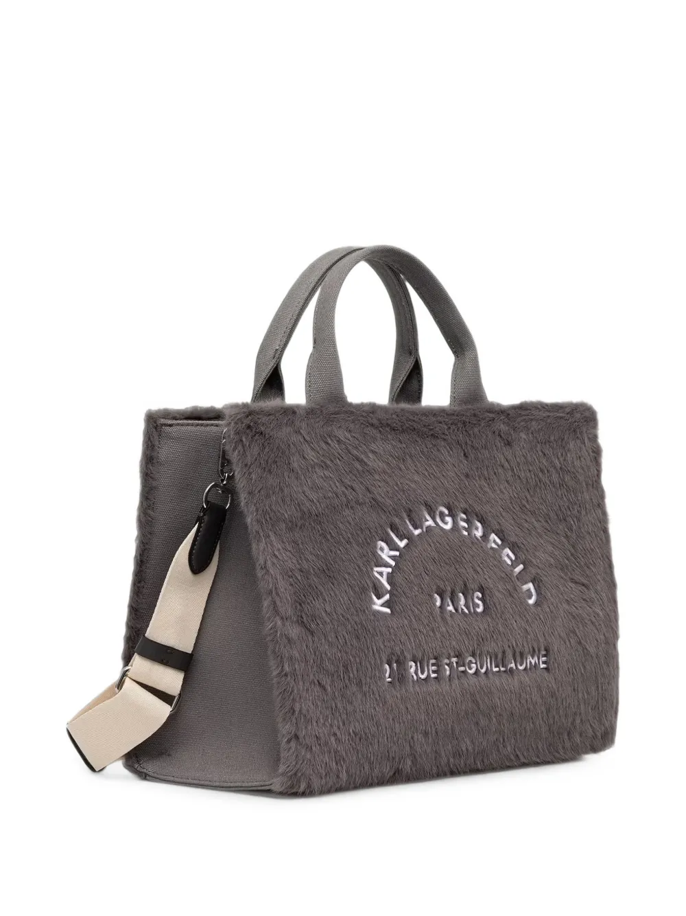 Karl Lagerfeld Shopper van imitatiebont met geborduurd logo Grijs