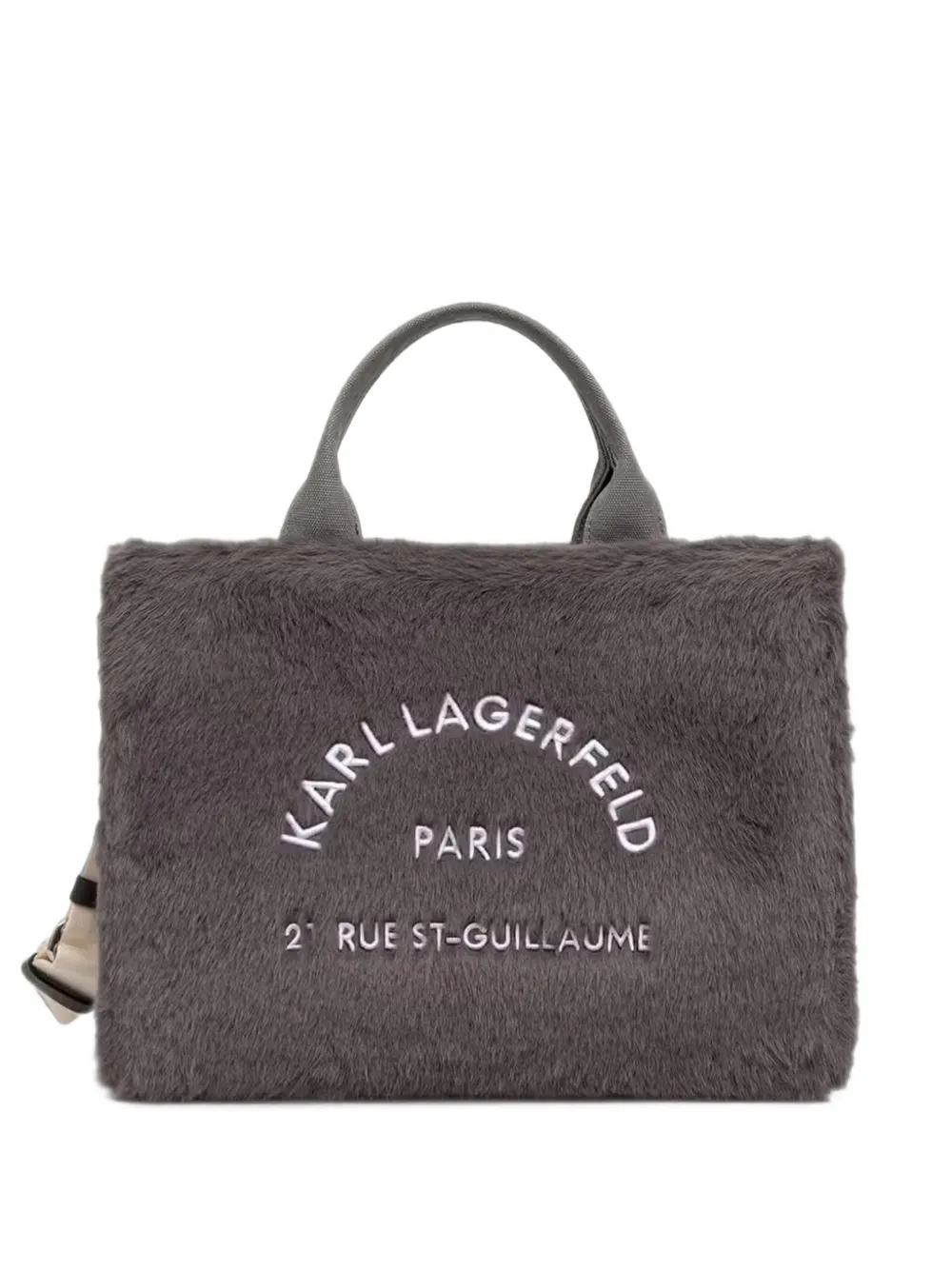 Karl Lagerfeld logo-embroidered faux-fur tote bag