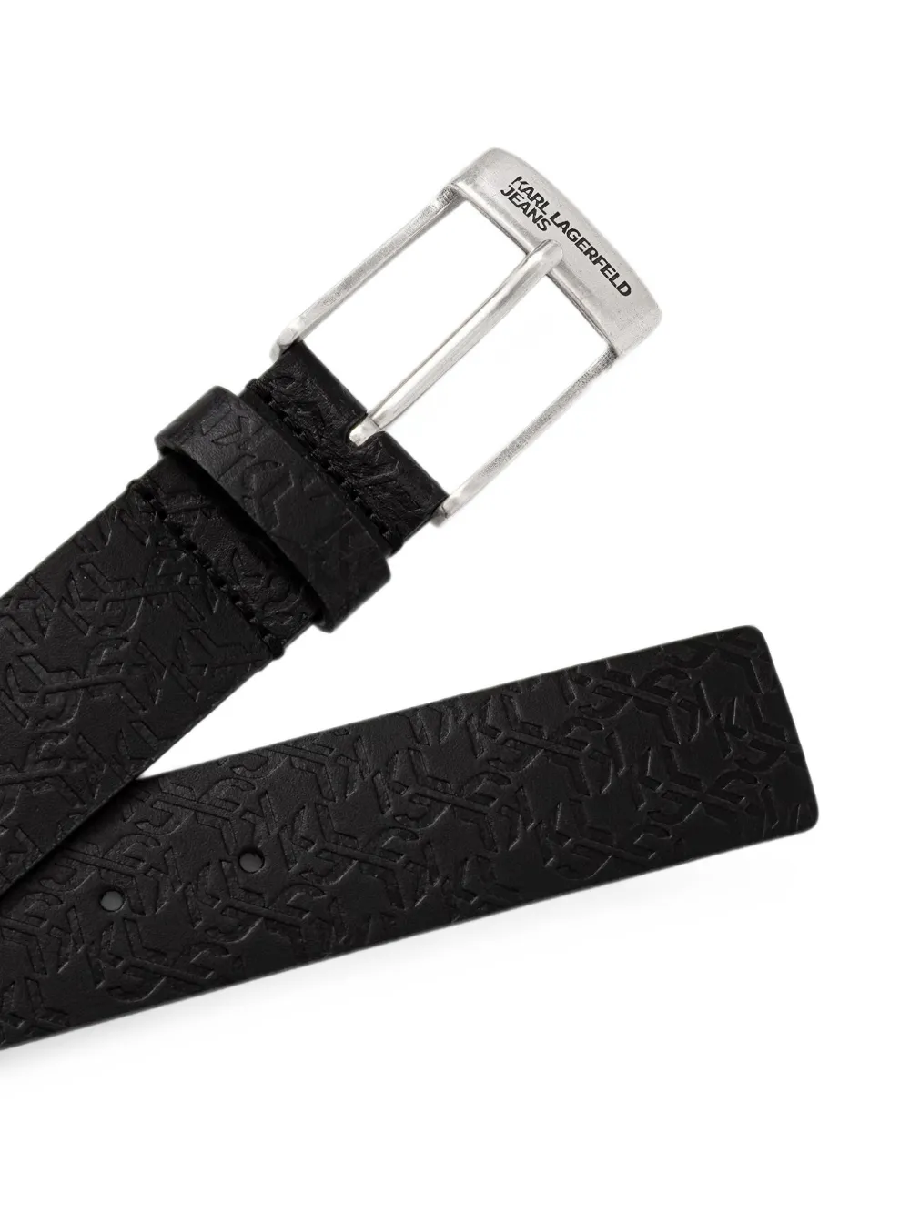 Karl Lagerfeld Jeans Leren riem met monogram-reliëf Zwart