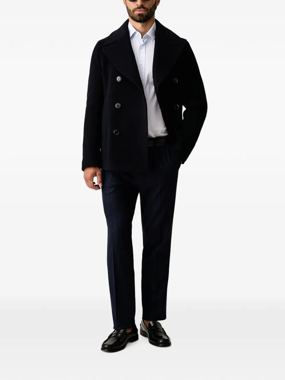 Karl Lagerfeld Overhemd met geborduurd logo en verticale streep Blauw