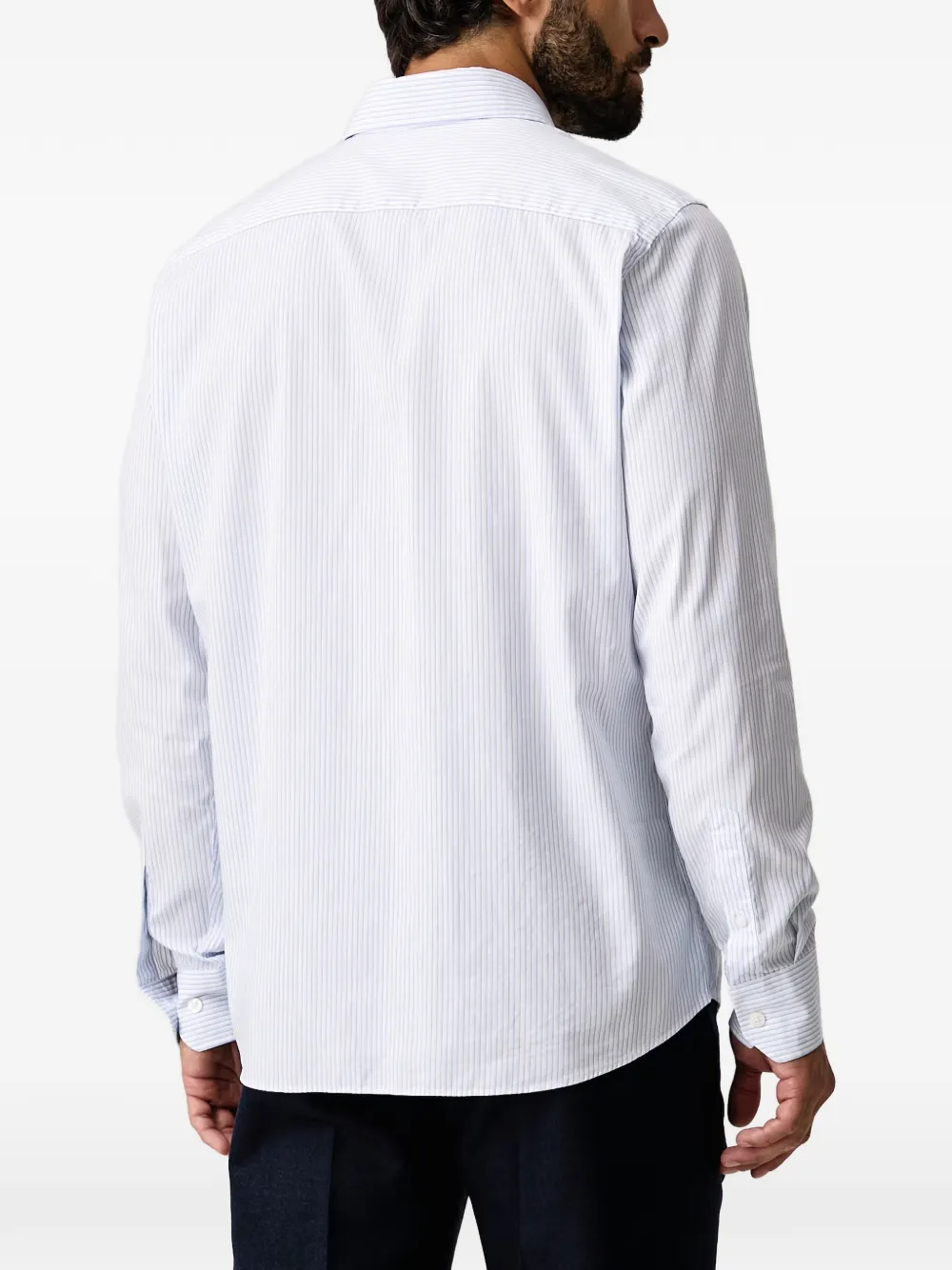 Karl Lagerfeld Overhemd met geborduurd logo en verticale streep Blauw