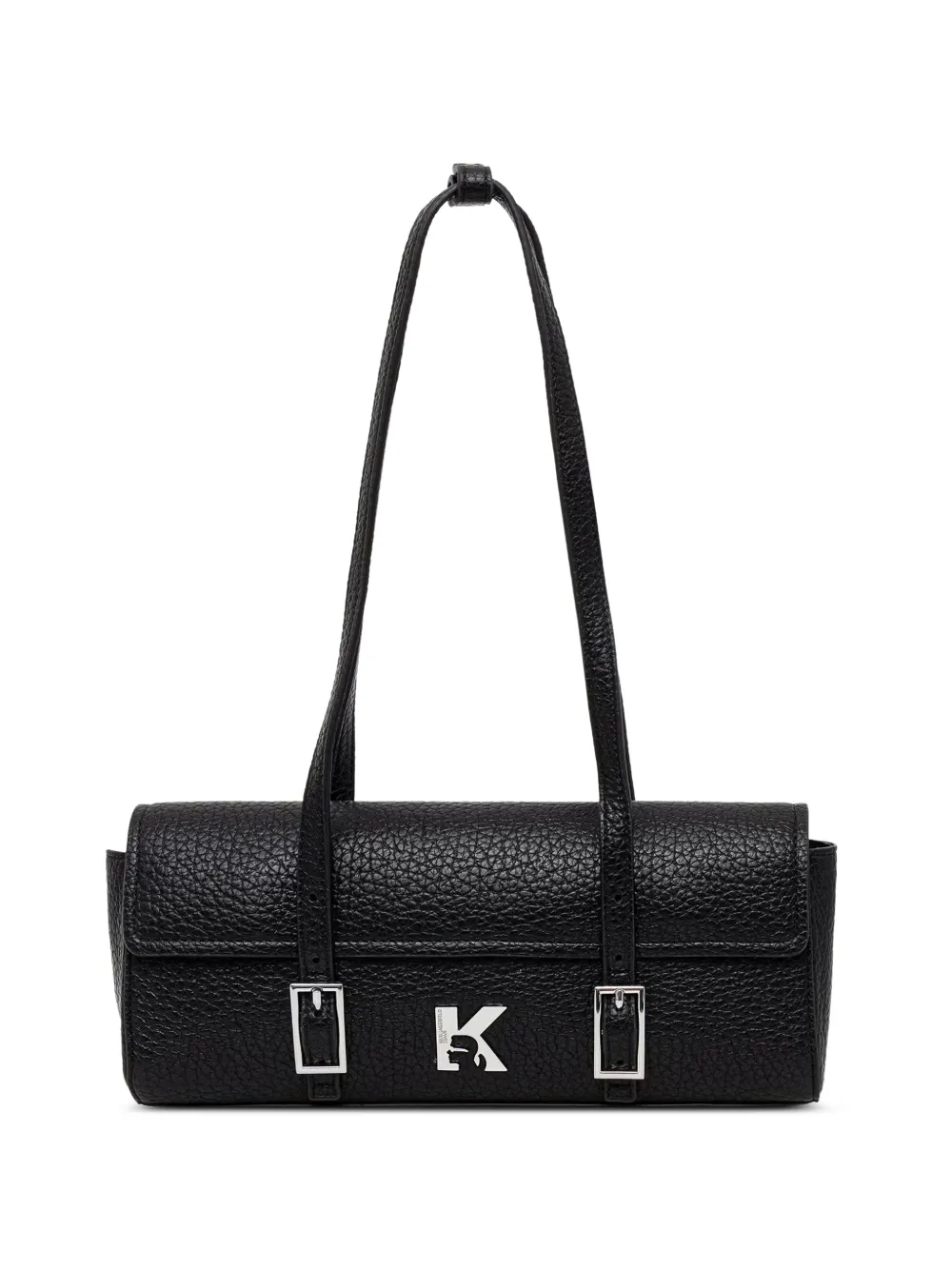 Karl Lagerfeld Jeans logo-plaque pebbled East-West bag Zwart