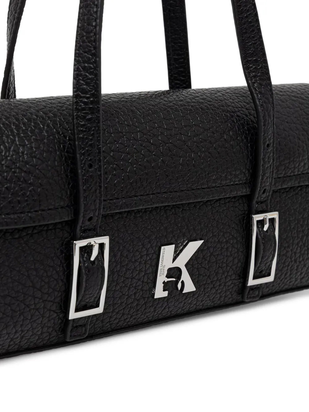 Karl Lagerfeld Jeans logo-plaque pebbled East-West bag Zwart