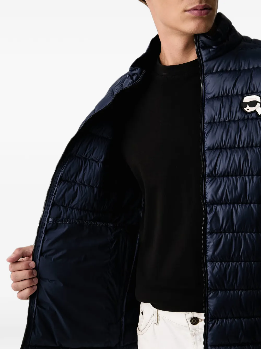 Karl Lagerfeld Gewatteerd jack met logopatch Blauw