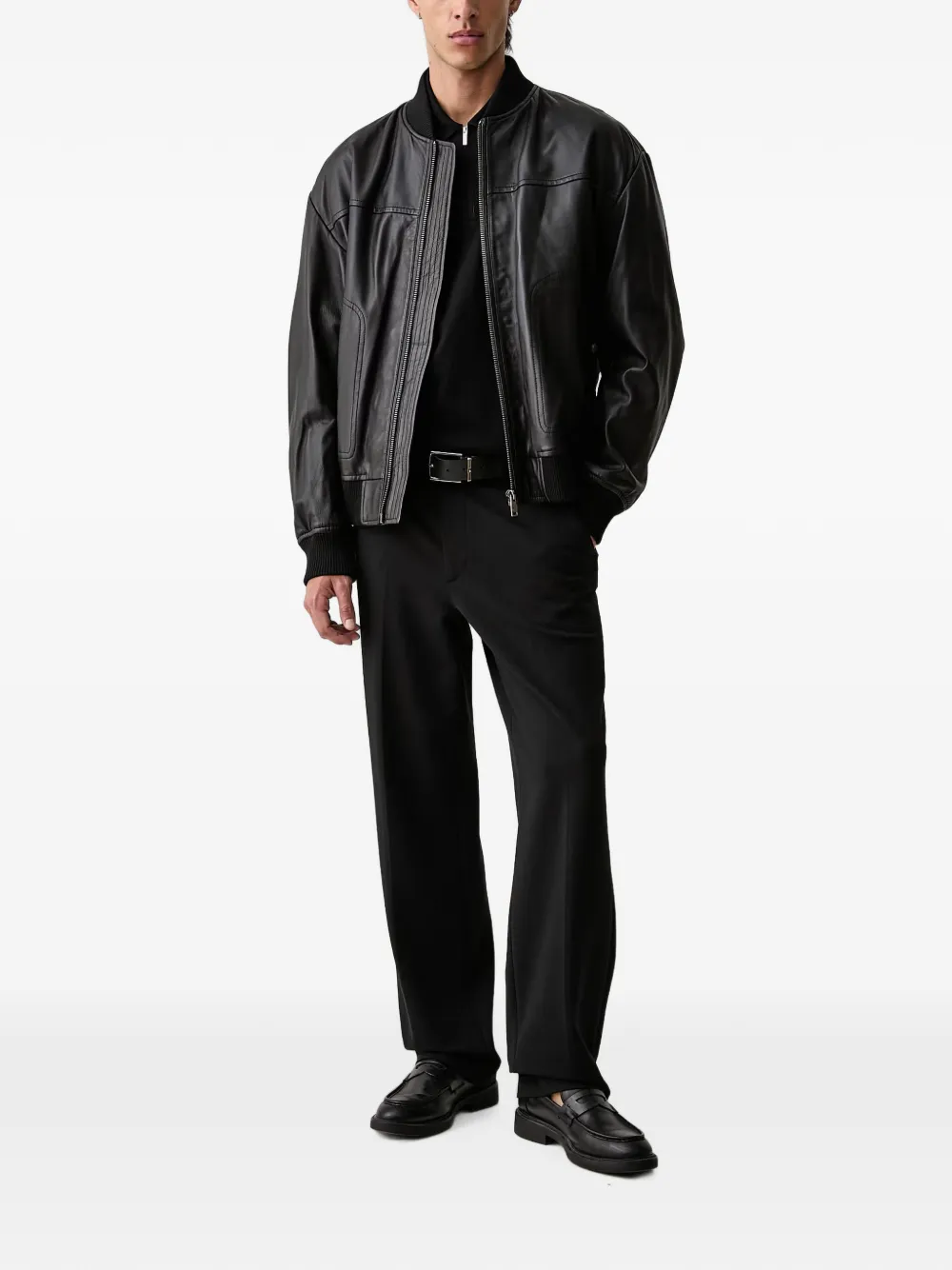 Karl Lagerfeld Poloshirt met ritssluiting en gestreepte afwerking Zwart