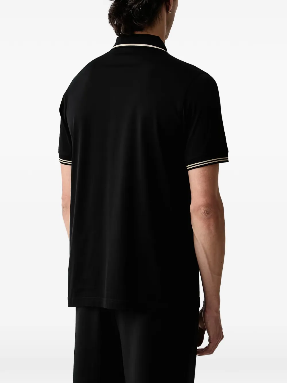 Karl Lagerfeld Poloshirt met ritssluiting en gestreepte afwerking Zwart