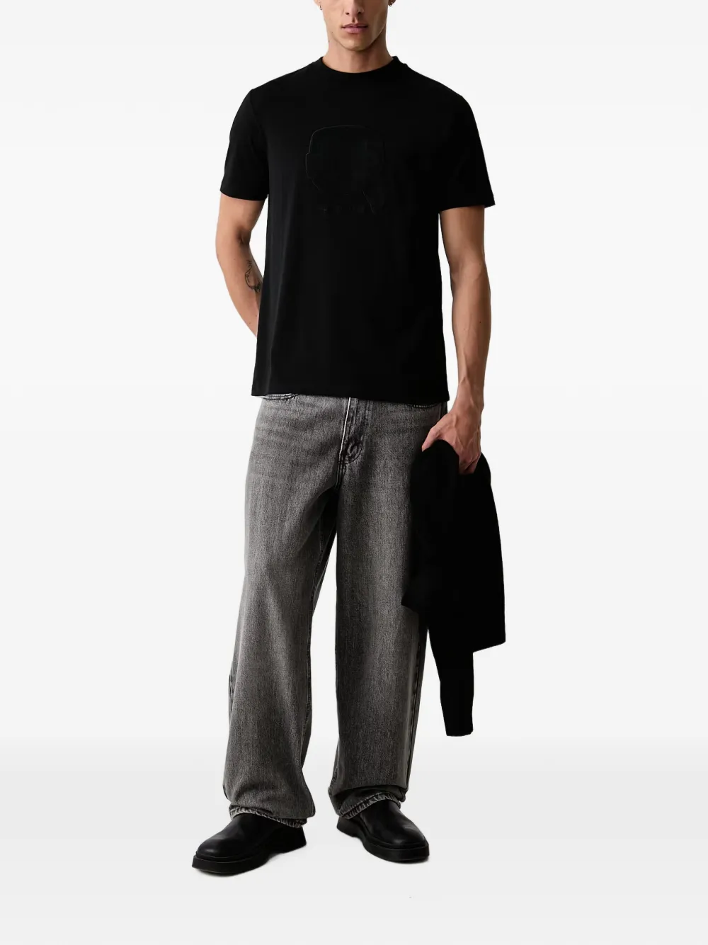 Karl Lagerfeld T-shirt met Ikonik-patch Zwart