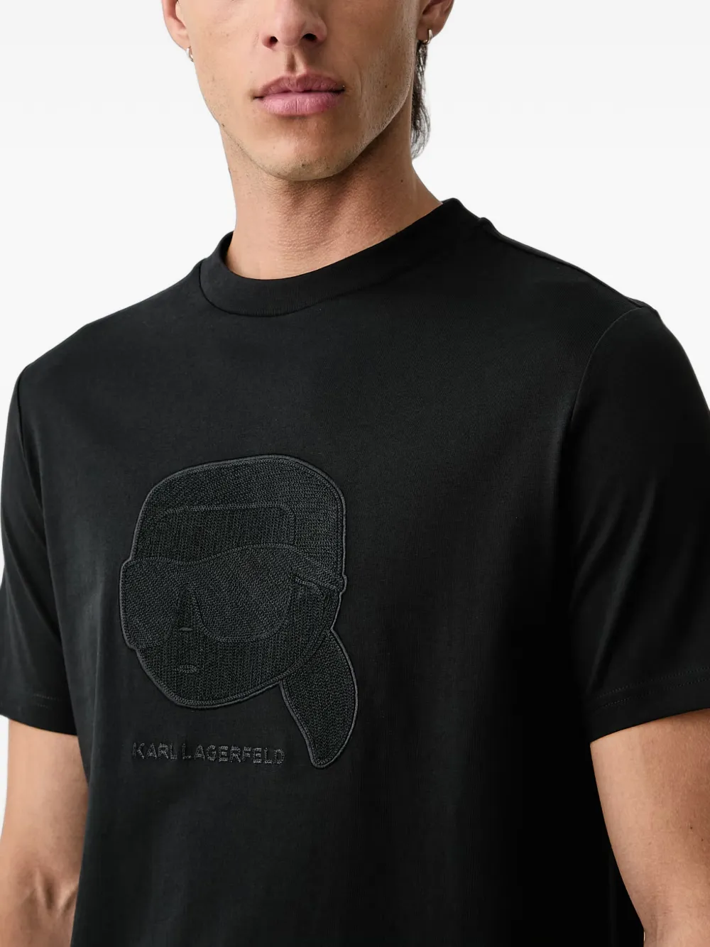 Karl Lagerfeld T-shirt met Ikonik-patch Zwart