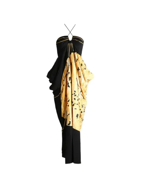 YANGKEHAN draped floral-print maxi dress