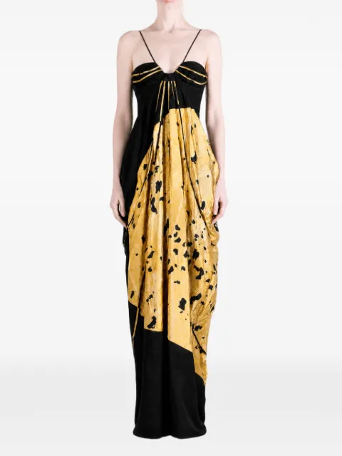 YANGKEHAN draped floral-print maxi dress