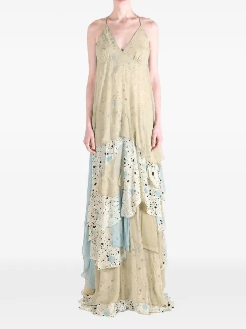 YANGKEHAN Manpow floral-print tiered maxi dress