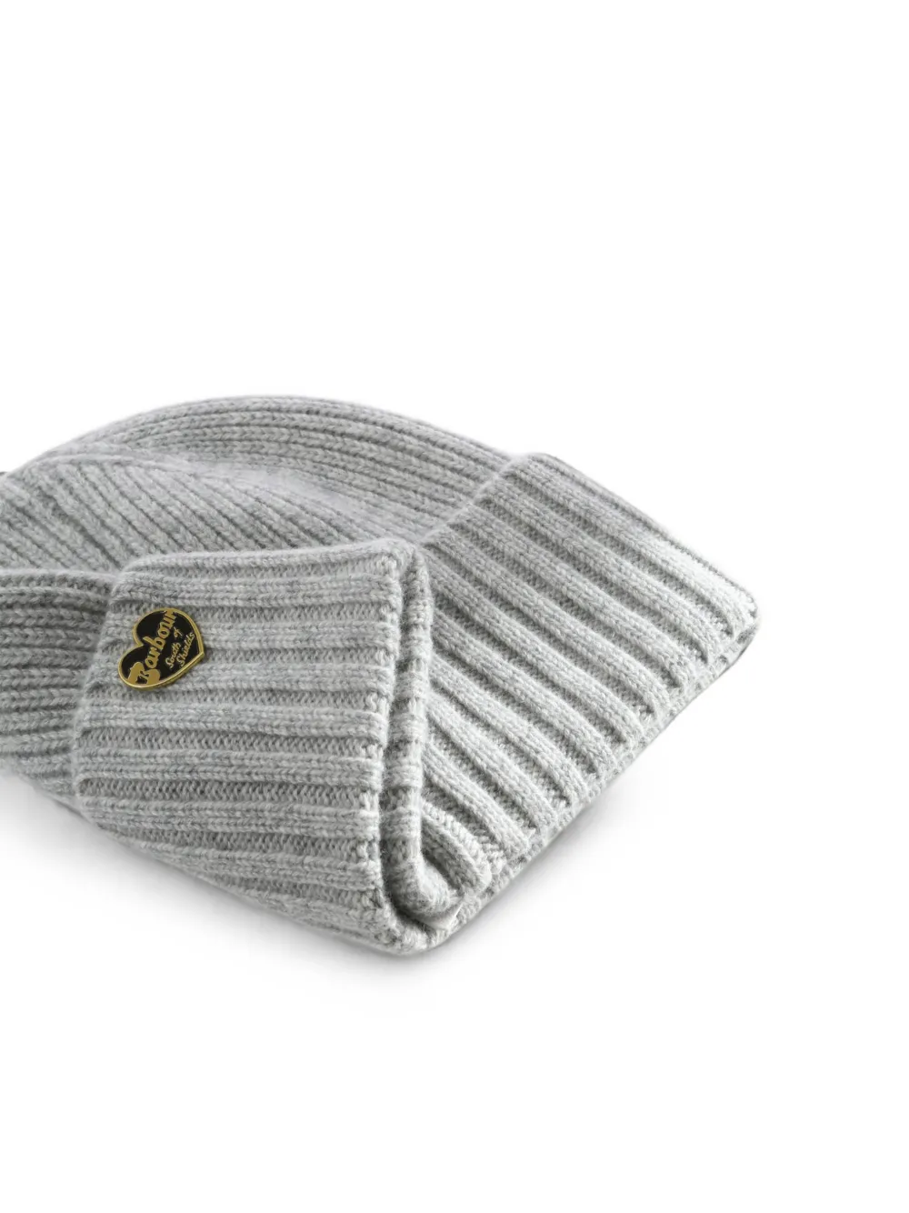 Barbour ribbed-knit logo-plaque beanie hat Grijs