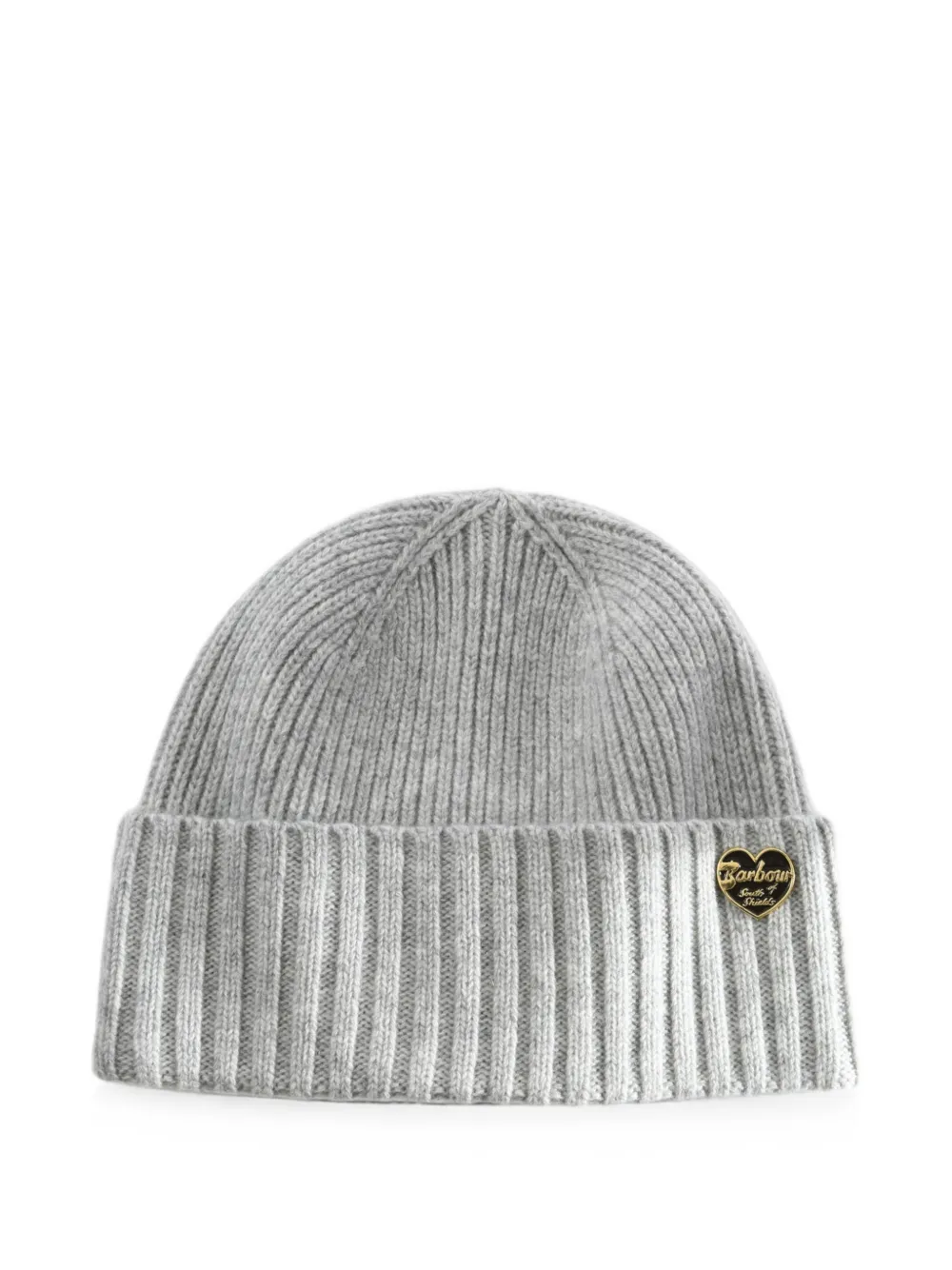 Barbour Ribbed-knit Logo-plaque Beanie Hat In Grey
