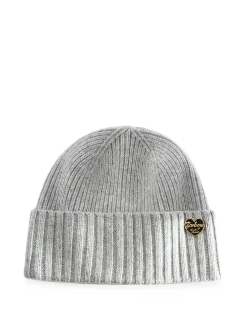 Barbour ribbed-knit logo-plaque beanie hat