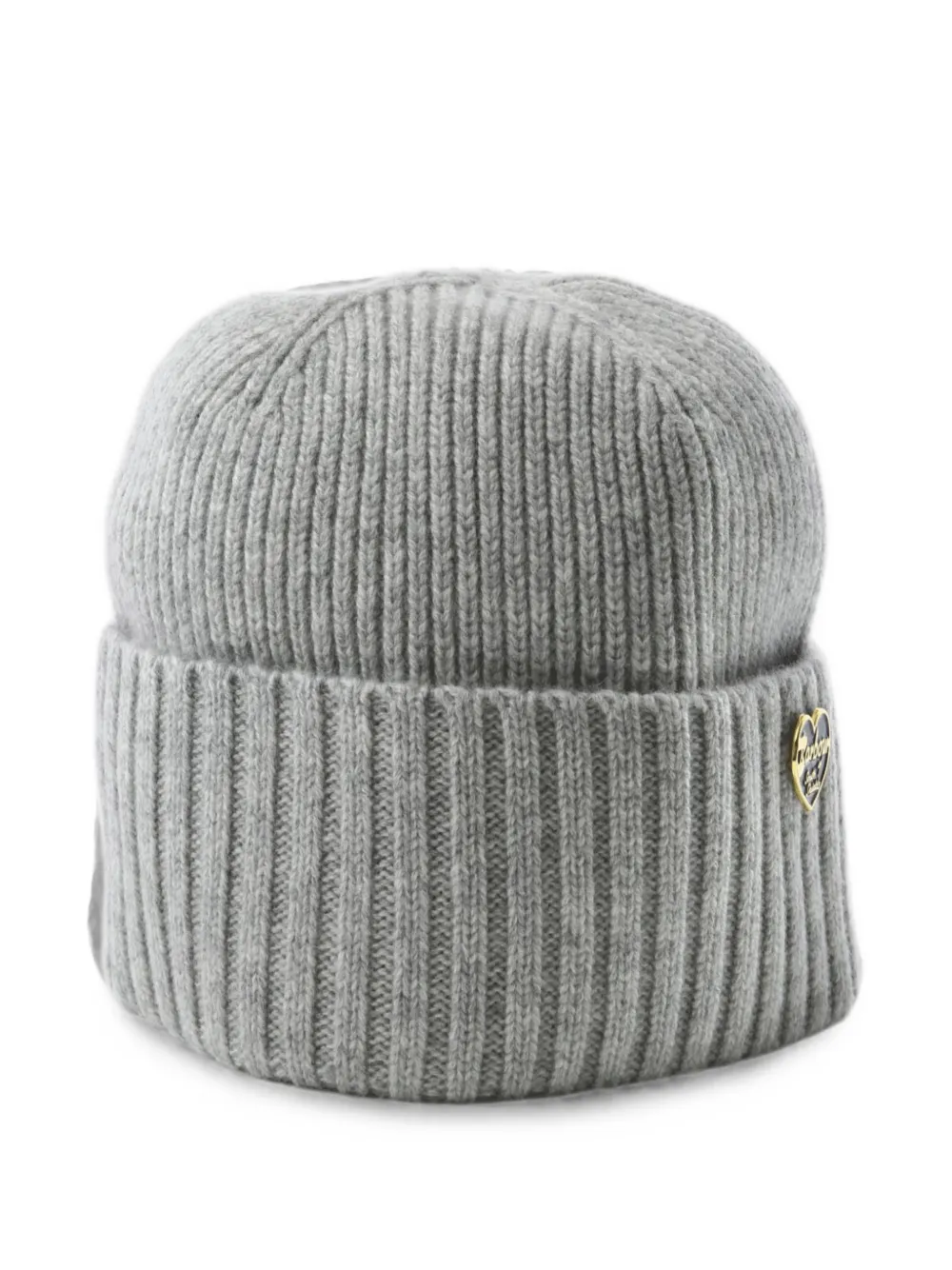 Barbour ribbed-knit logo-plaque beanie hat Grijs