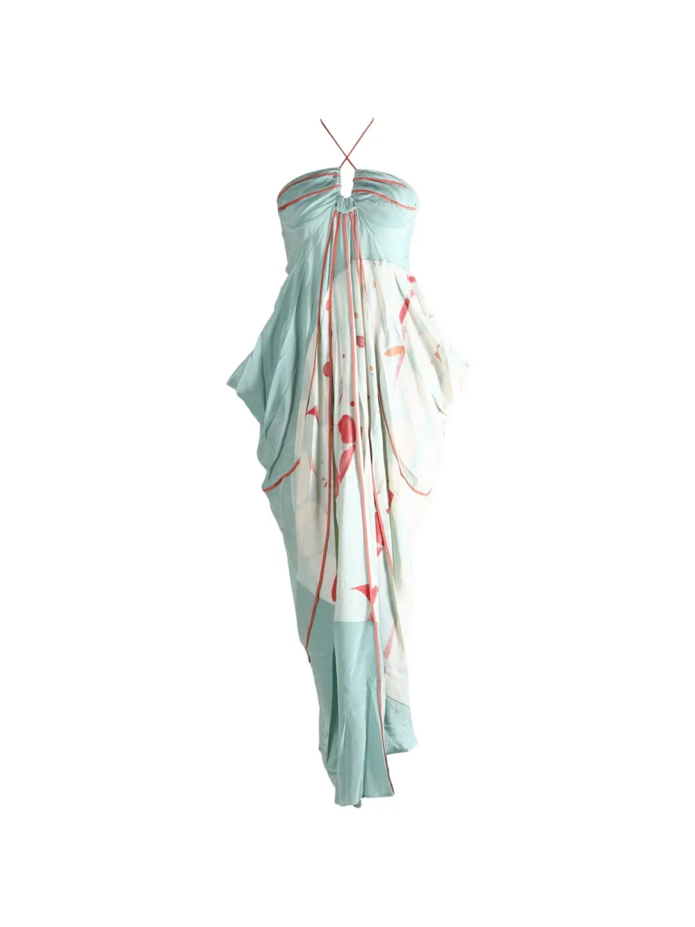 YANGKEHAN floral-print silk maxi dress