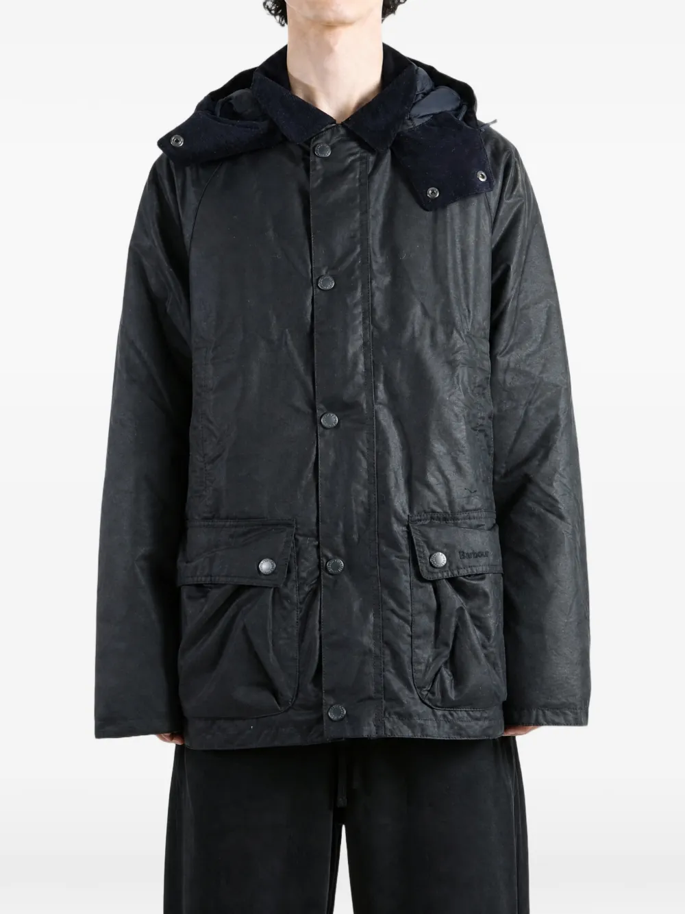 Barbour Beaufort jack van gewaxt katoen met capuchon Blauw