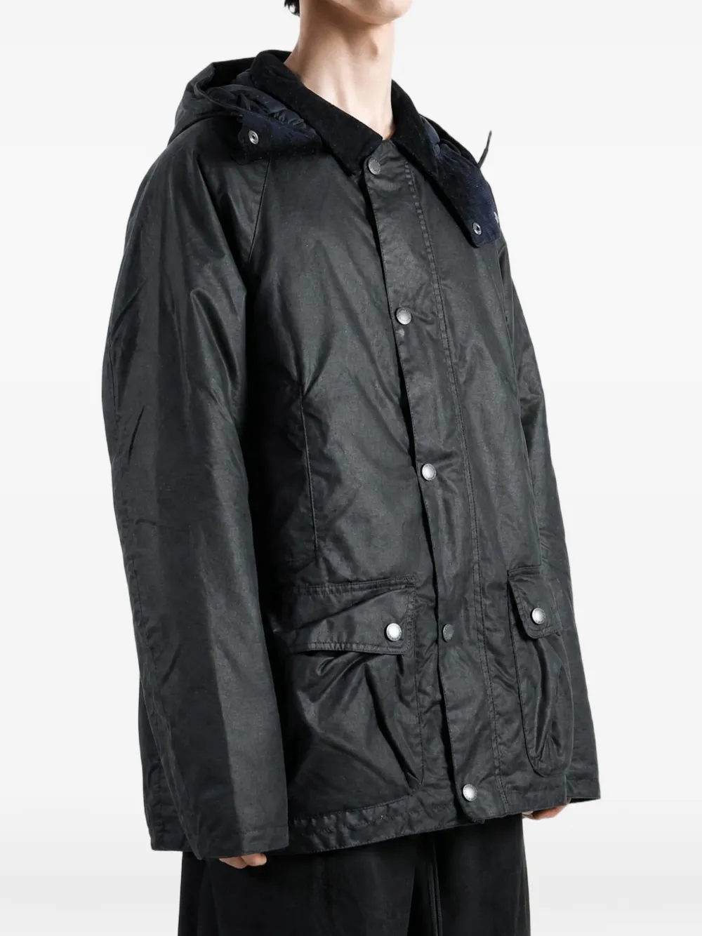 Barbour Beaufort jack van gewaxt katoen met capuchon Blauw
