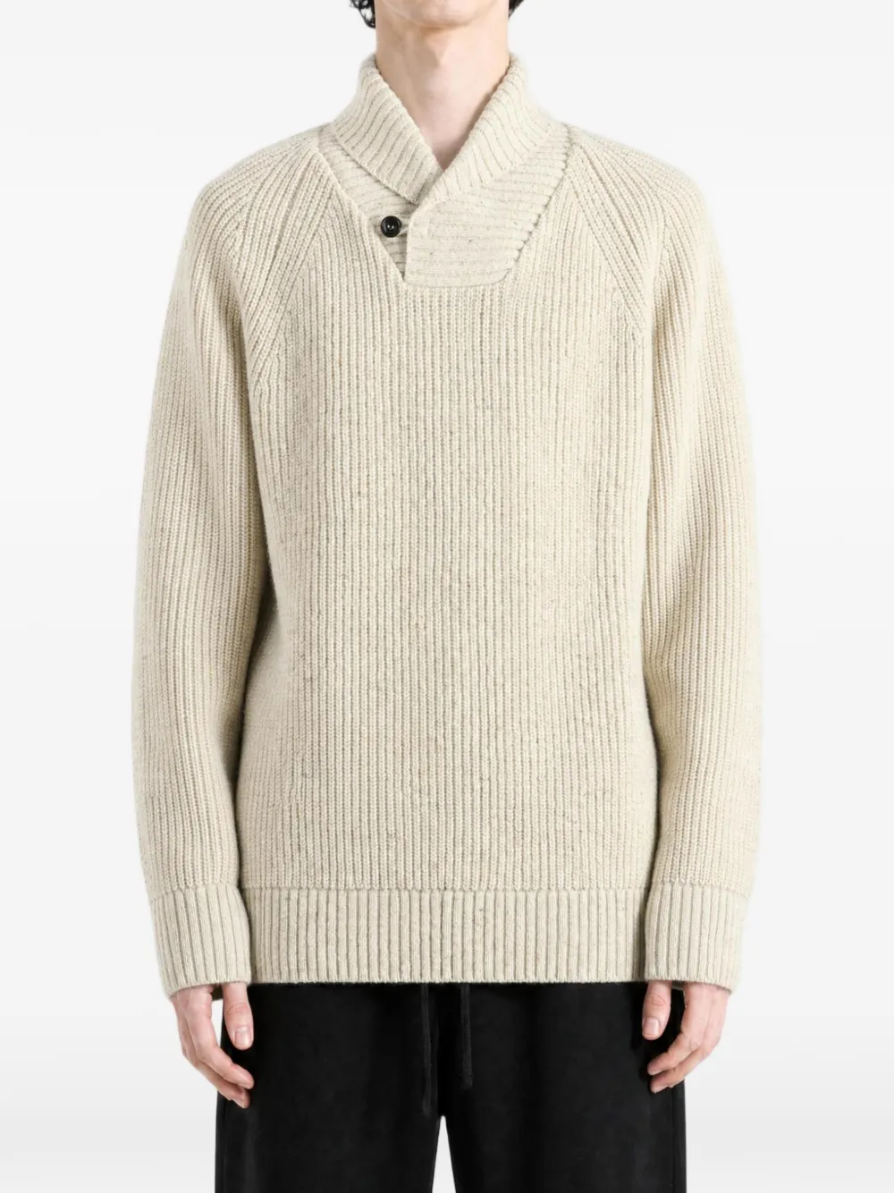 Barbour Fleck geribbelde trui met sjaalkraag Beige