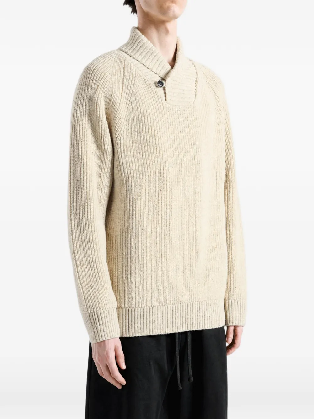 Barbour Fleck geribbelde trui met sjaalkraag Beige